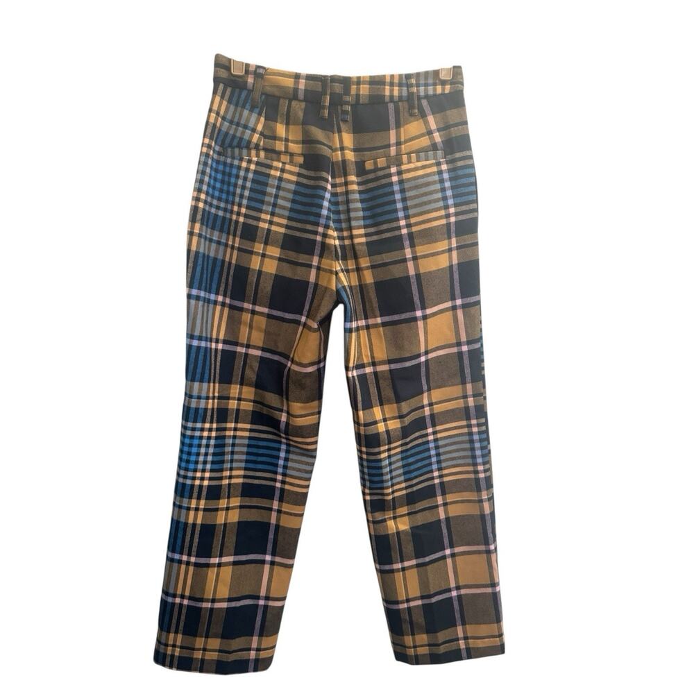 Urban Outfitters Womens Size 4 Plaid High Rise Crop Pants Yellow Blue #5862